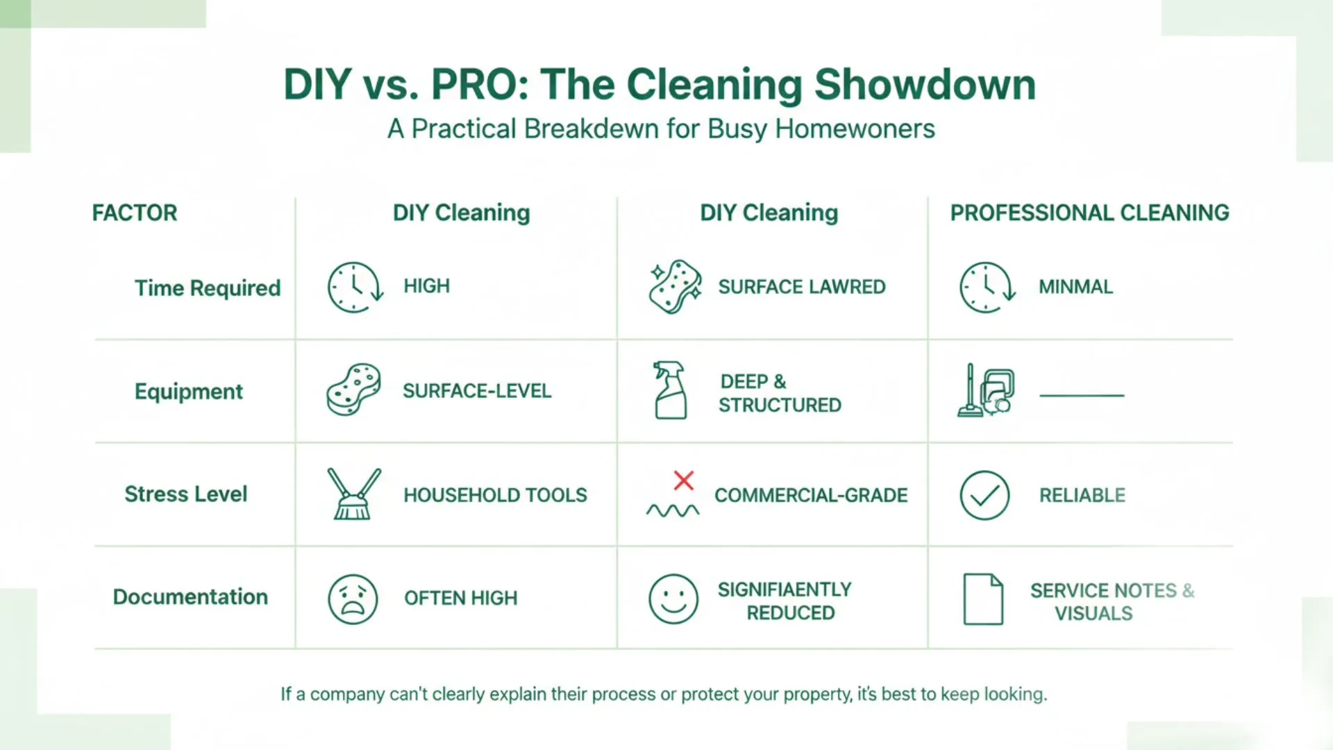 difference between DIY vs professional cleaning
